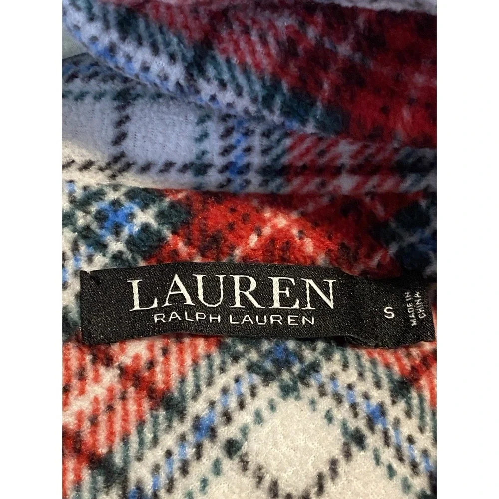 Lauren Ralph Lauren Plaid Fleece Pajama‎ Set Women's XS Red/Blue/White Cozy